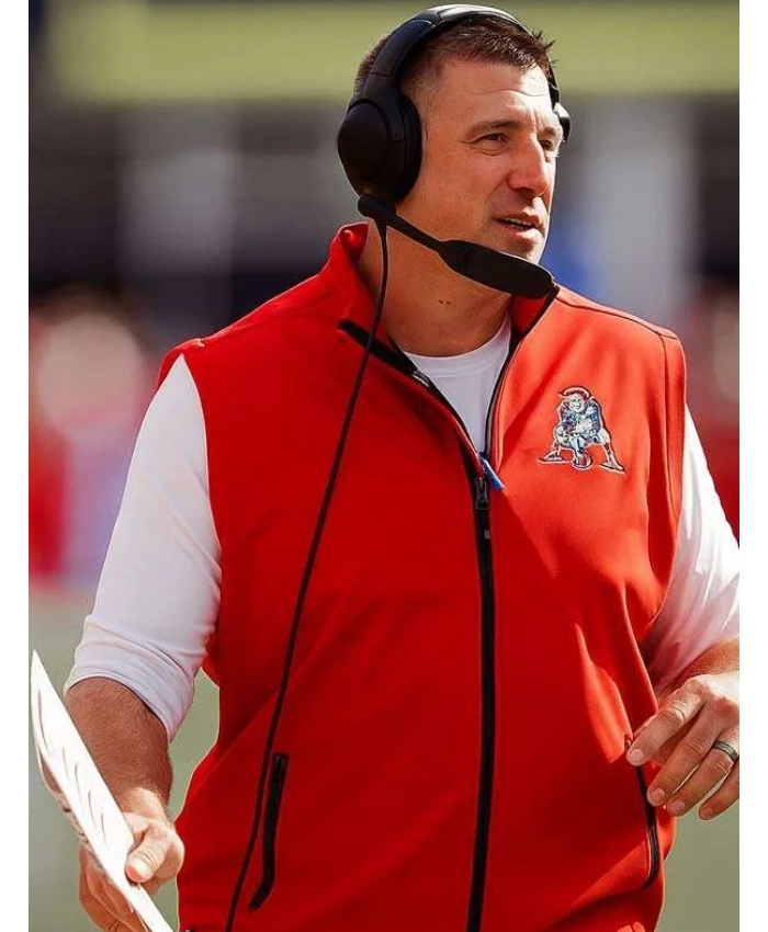American Football Coach Mike Vrabel New England Patriots 2025 Red Vest
