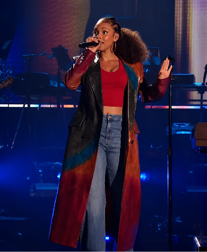 American Idol S24 Alicia Keys Leather Coat