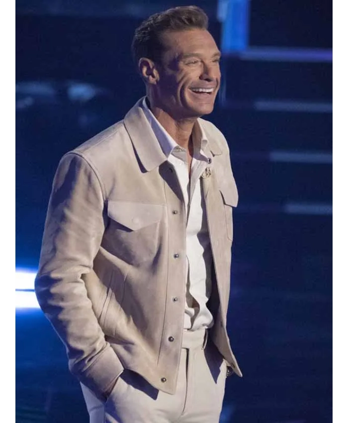 American Idol TV Show 2026 Ryan Seacrest Beige Suede Jacket