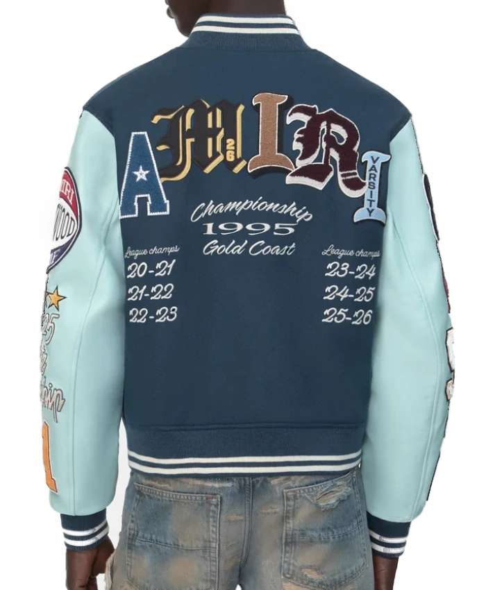 Amiri Blue Varsity Patch Jacket
