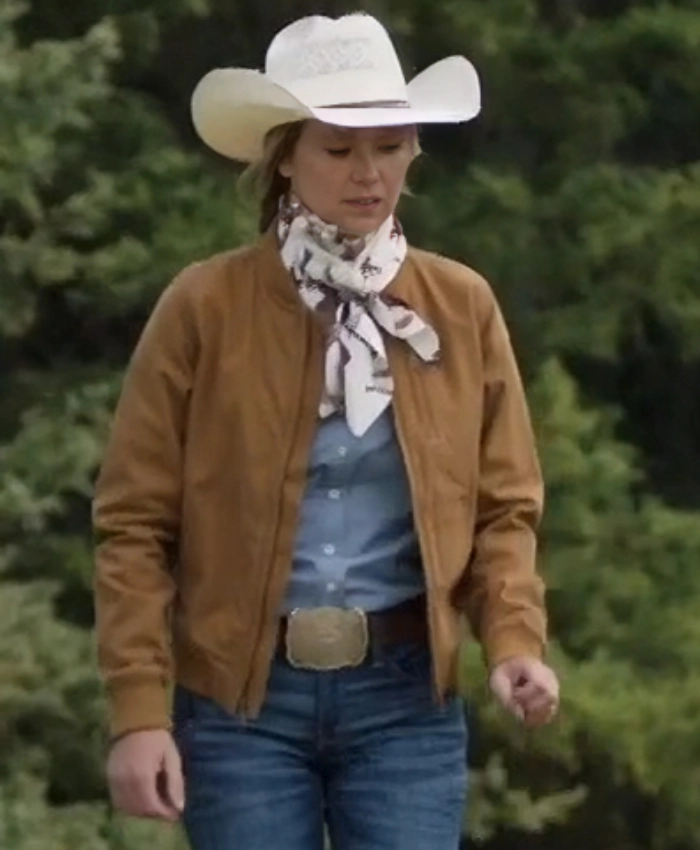 Amy Fleming Heartland S19 Amber Marshall Brown Suede Jacket