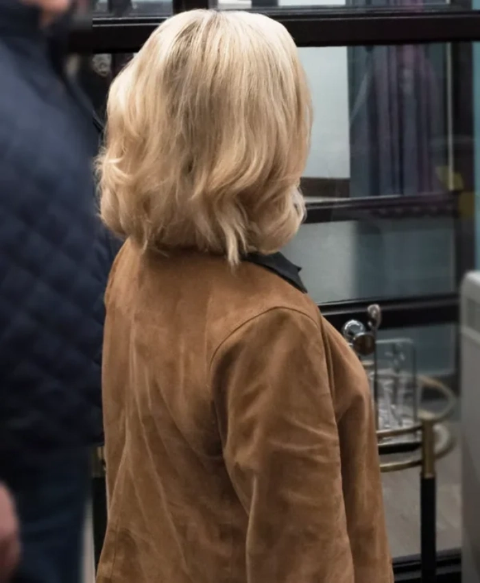 Amy Sedaris Elsbeth S3 Brown Suede Jacket - Image 3