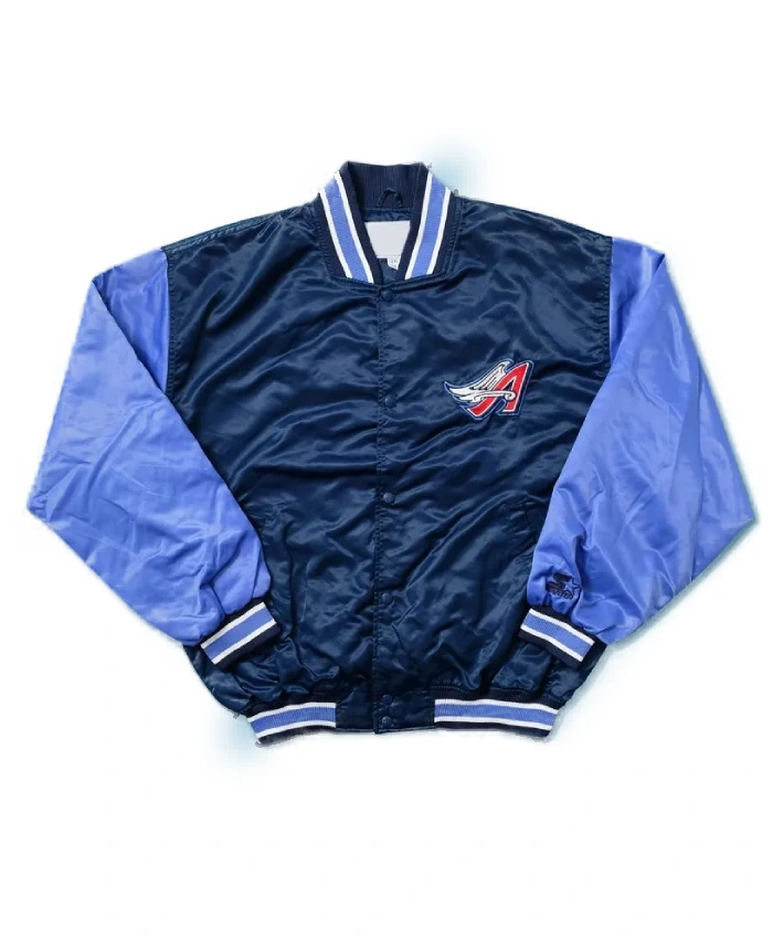 Anaheim Angels Navy And Light Blue Bomber Satin Jacket