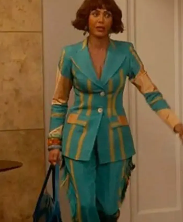 And Just Like That S03 Nicole Ari Parker Blue And Yellow Suit