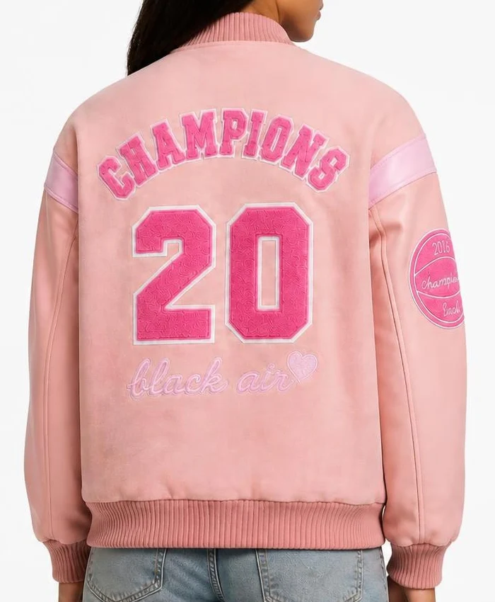 Angel Reese Custom Coach Pink Varsity Jacket Women