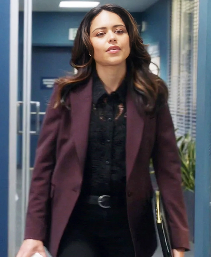 Angela Lopez The Rookie TV Series 2026 Alyssa Diaz Maroon Blazer