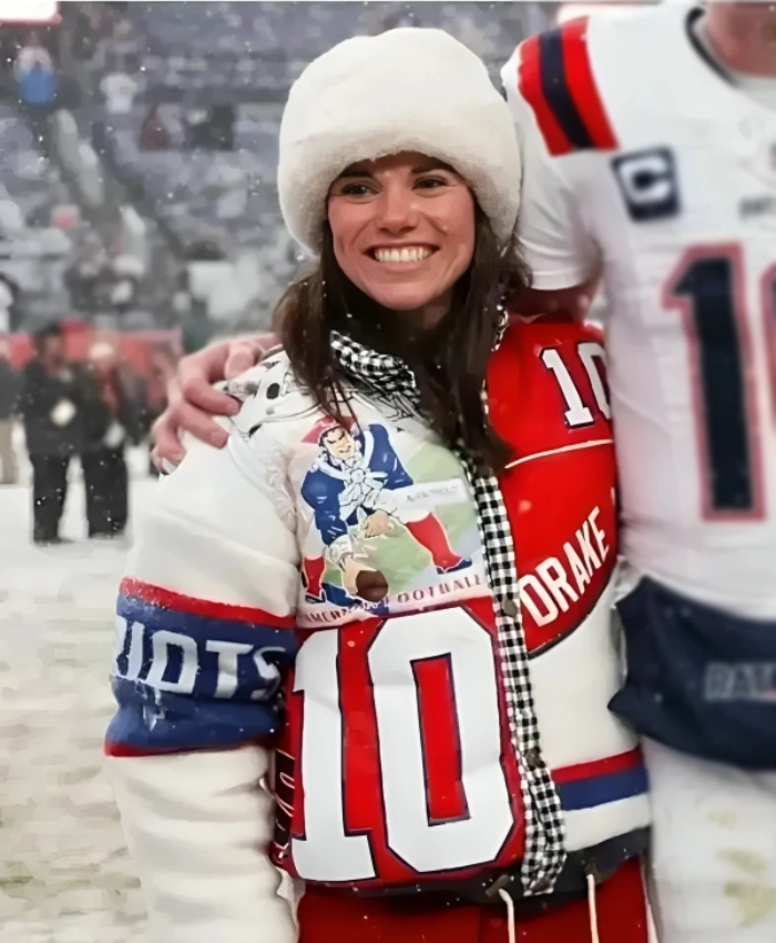 Ann Michael Maye AFC Championship Game Patriots Patchwork Puffer Jacket
