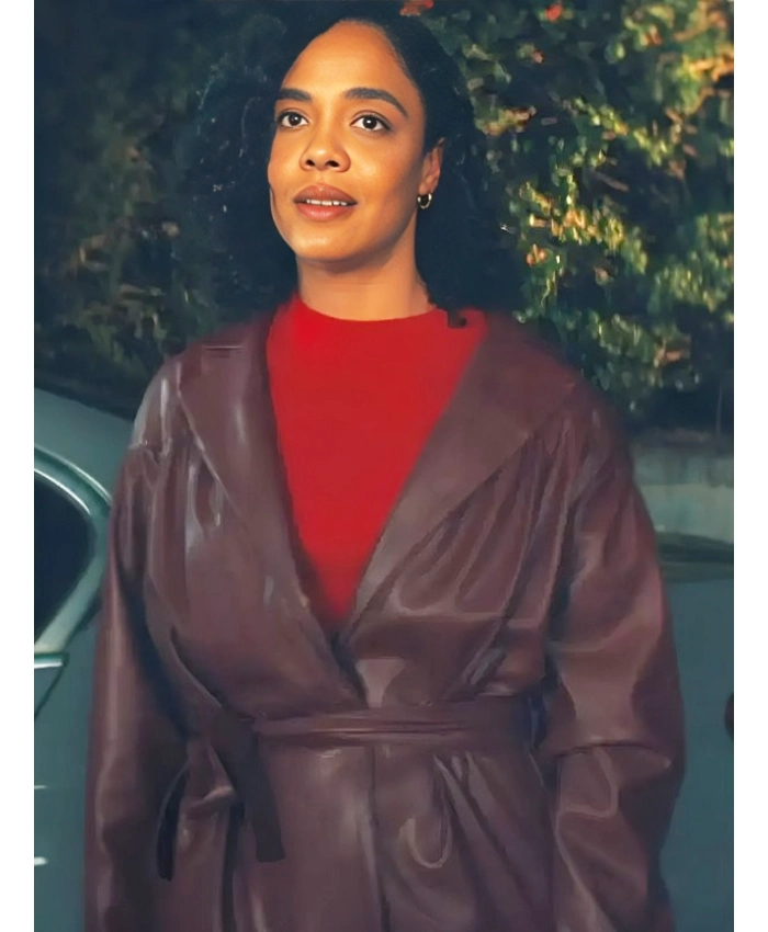 Anna Andrews His And Hers 2026 TV Series Tessa Thompson Leather Belted Blazer
