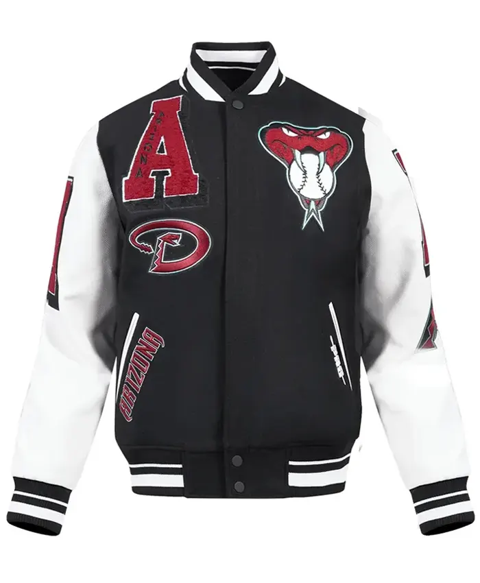 Arizona Diamondbacks Mashup Black And White Varsity Jacket