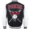 Arizona Diamondbacks Mashup Full Zip Varsity Black And White Wool Leather Jacket
