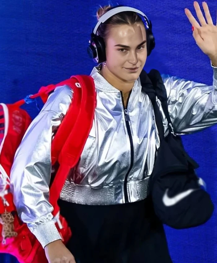 Aryna Sabalenka 2025 US Open Silver Crop Bomber Jacket