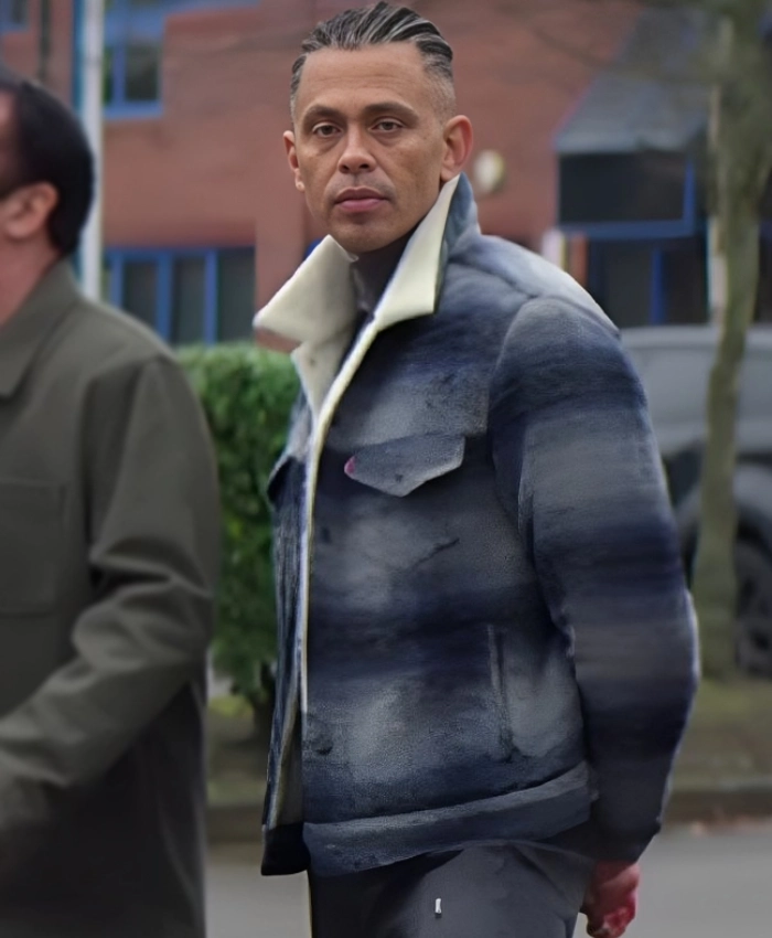 Ash Brassic S07 Aaron Heffernan Grey Sherpa Trucker Jacket On Sale