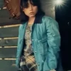 Astrid Deetz Movie Beetlejuice Beetlejuice 2024 Jenna Ortega Blue Long Wool Coat