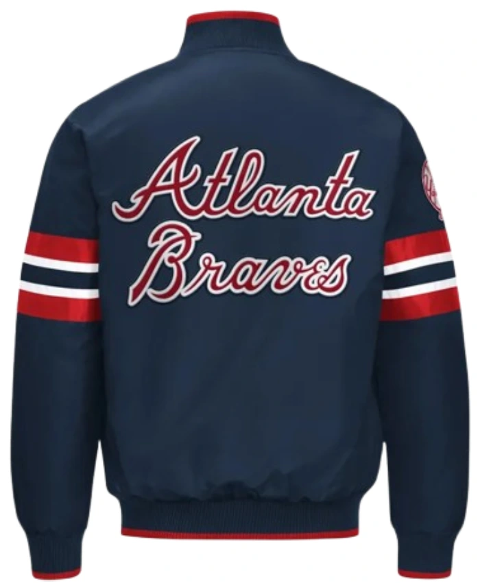 Atlanta Braves Scout I Full Snap Navy Satin Jacket