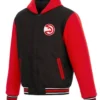Atlanta Hawks Black And Red Hooded Varsity Jacket