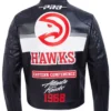 Atlanta Hawks Moto Black Leather Zip Up Jacket