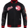 Atlanta Hawks Script Tail Black Varsity Jacket