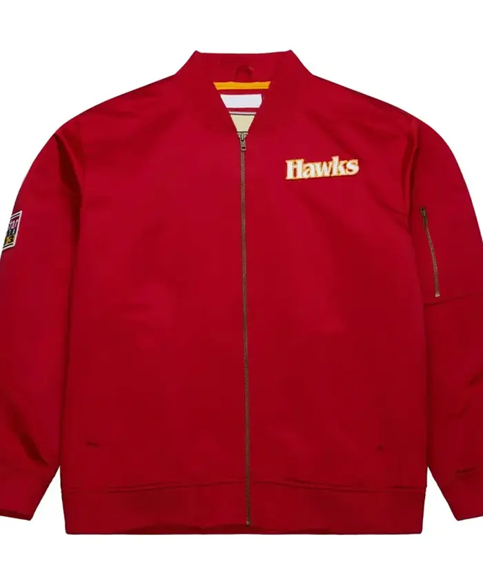 Atlanta Hawks Vintage Red Satin Bomber Jacket