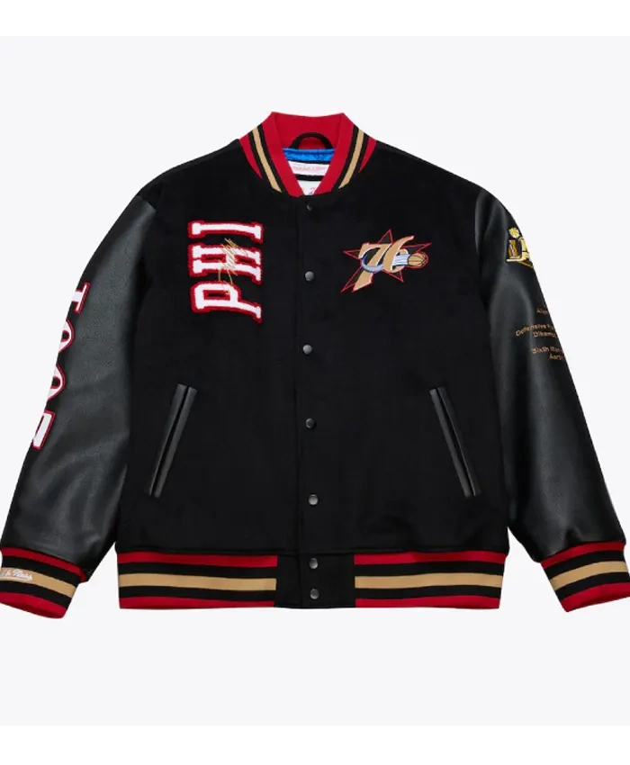 Atlantic Division Eastern Champs Philadelphia 76ers Black Varsity Jacket