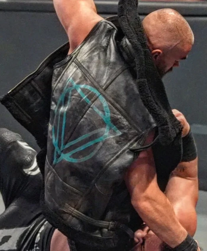 Austin Theory WWE Shearling Black Leather Vest - Image 4