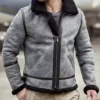 Aviator Grizzle Shearling Grey Jacket