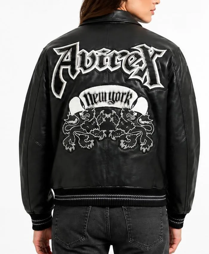 Avirex Goth Black Leather Jacket Women
