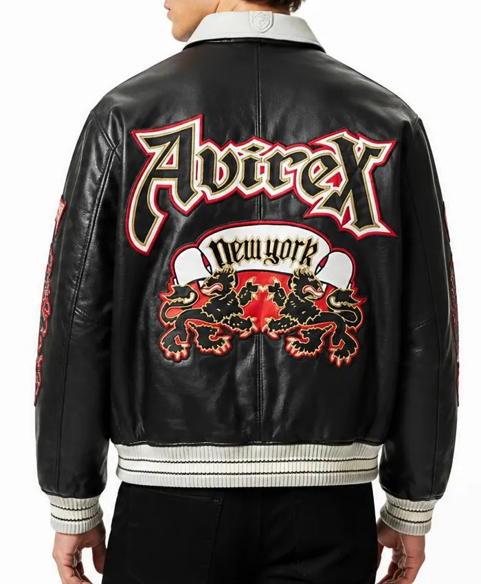 Avirex Two-Tone Goth Leather Jacket Men