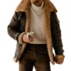 B 3 Aviator Brown Leather Fur Jacket