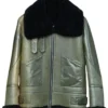 B 3 Aviator Dark Green Shearling Jacket