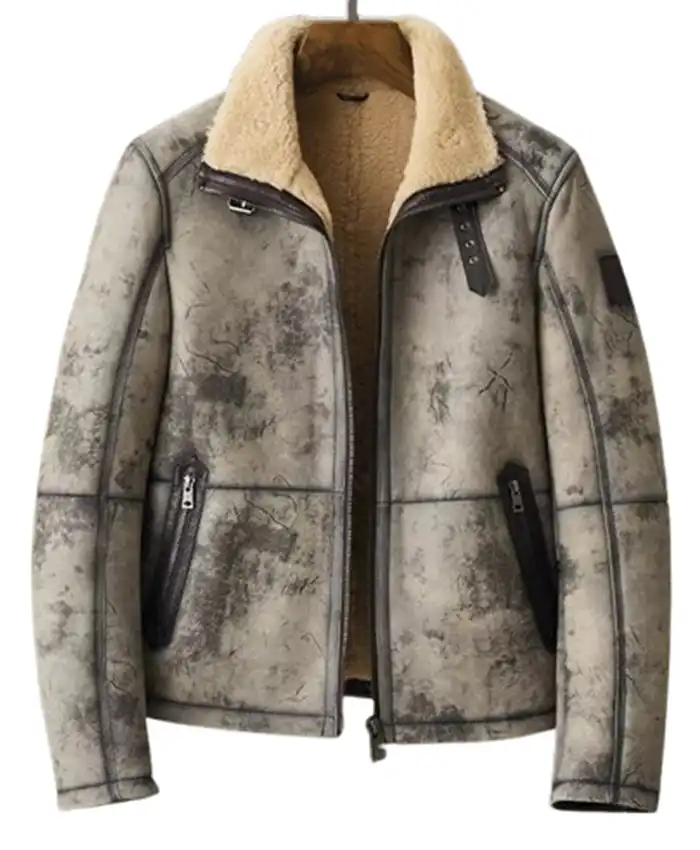 B 3 Aviator Grey Shearling Jacket