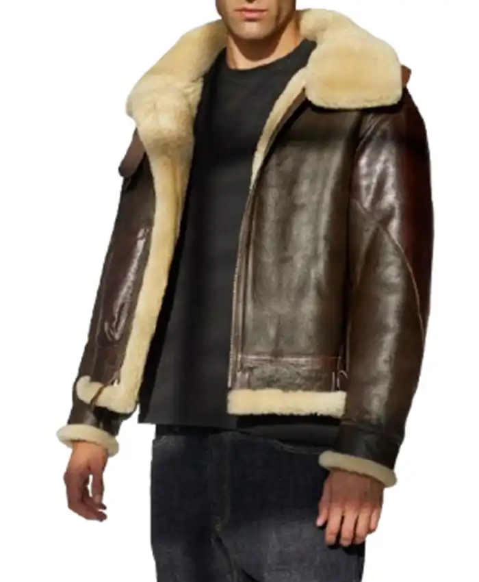B 3 Aviator Shearling Sheepskin Leather Flying Jacket