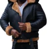 B 3 Black Aviator Shearling Jacket 1