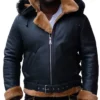 B 3 Black Aviator Shearling Jacket
