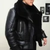 B 3 Black Leather Aviator Jacket 1