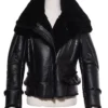 B 3 Black Leather Aviator Jacket