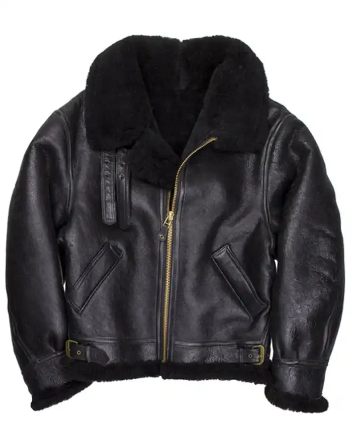 B 3 Black Premium Sheepskin Leather Fur Jacket