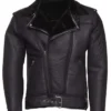 B 3 Black Shearling Biker Jacket