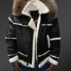B 3 Black Shearling Fur Jacket