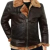 B 3 Brown Pilot Bomber Shearling Fur Jacket