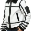 B 3 Jayne Sheepskin Black And White Biker Shearling Jacket