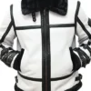 B 3 Jaynes Sheepskin Black And White Biker Shearling Jacket