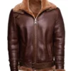 B 3 Phans Brown Aviator Leather Shearling Jacket