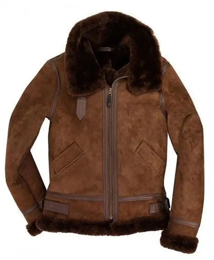 B 3 Suede Leather Shearling Fur Jacket