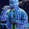 Bad Bunny 26th Annual Latin Grammy Awards Plaid Cropped Oversized Zipper Hoodie