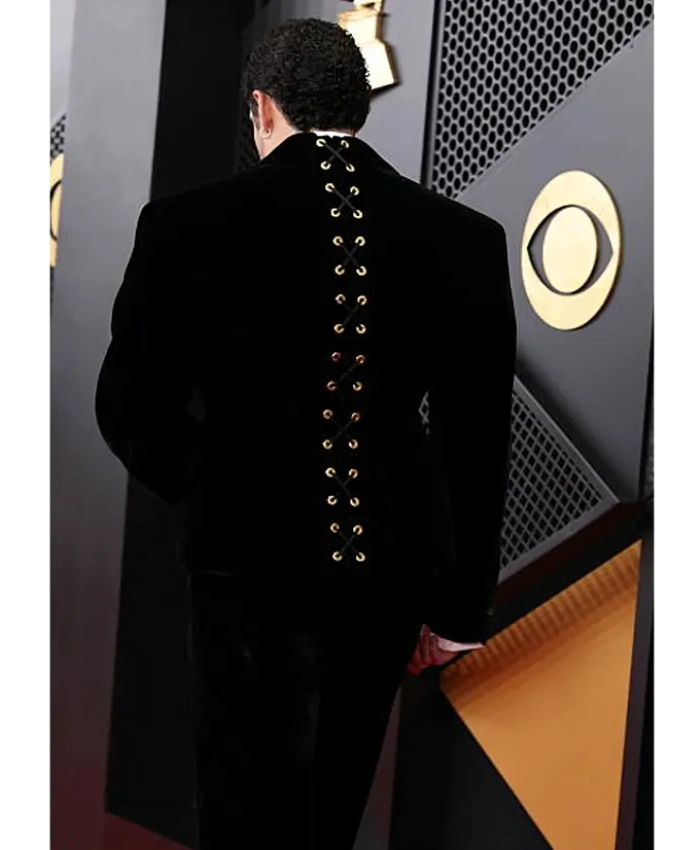 Bad Bunny 68th GRAMMY Awards Black Velvet Suit - Image 4