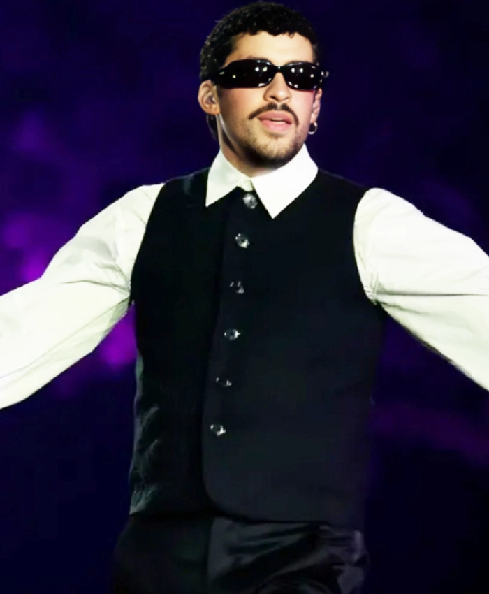 Bad Bunny Performance At Billions Club Live Show 2026 Waring A Black Vest