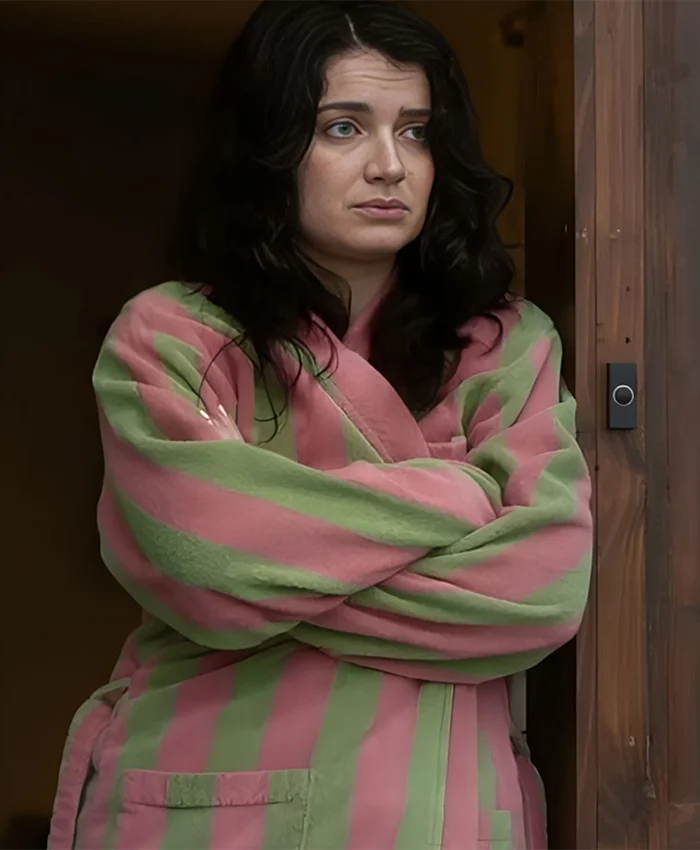 Bad Sisters S02 Eve Hewson Striped Green And Pink Robe