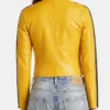 Balenciaga Yellow Cropped Leather Jacket Men
