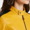 Balenciaga Yellow Cropped Leather Jacket Women
