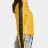 Balenciaga Yellow Cropped Leather Jacket Womens